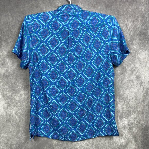 Chubbies Button Up Shirt Mens S Blue Geometric Vibrant Summer Vibe Casual - Picture 3 of 10